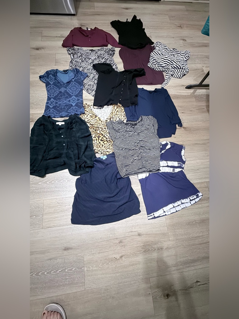 LOFT Mixed Navy, Black, Purple and Animal-Print Short Sleeve Tops Bundle